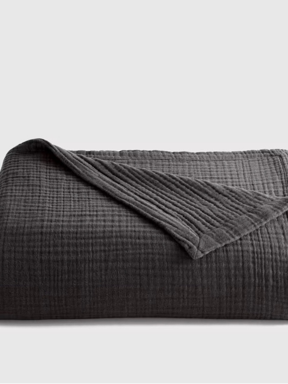 Quince Organic Cotton Full/Queen Blanket in Charcoal - Picture 2 of 5